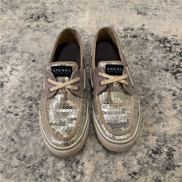 Women’s Sperry Top Sider Slip On Silver Sequins Shoes: Size 6 1/2 - Picture 1 of 4